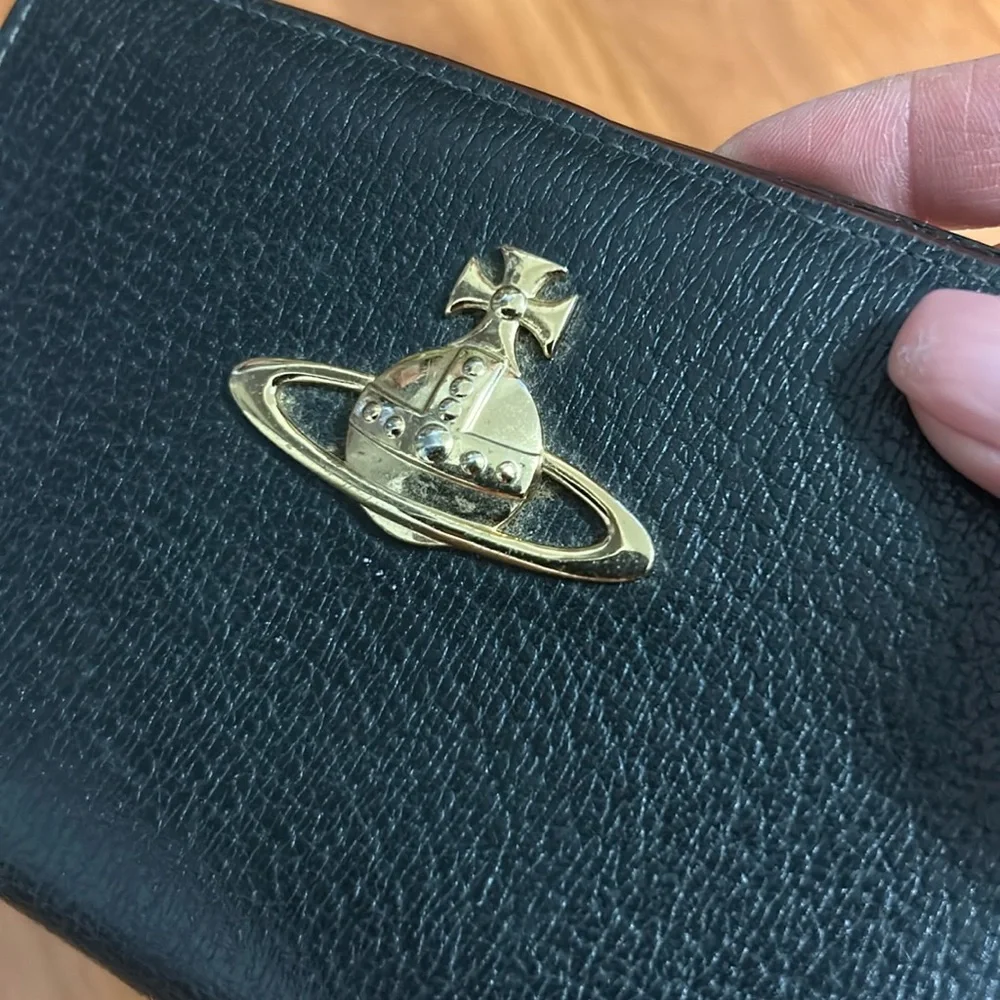 Authentic Vivienne Westwood Black Leather Agenda with Gold Tone Logo